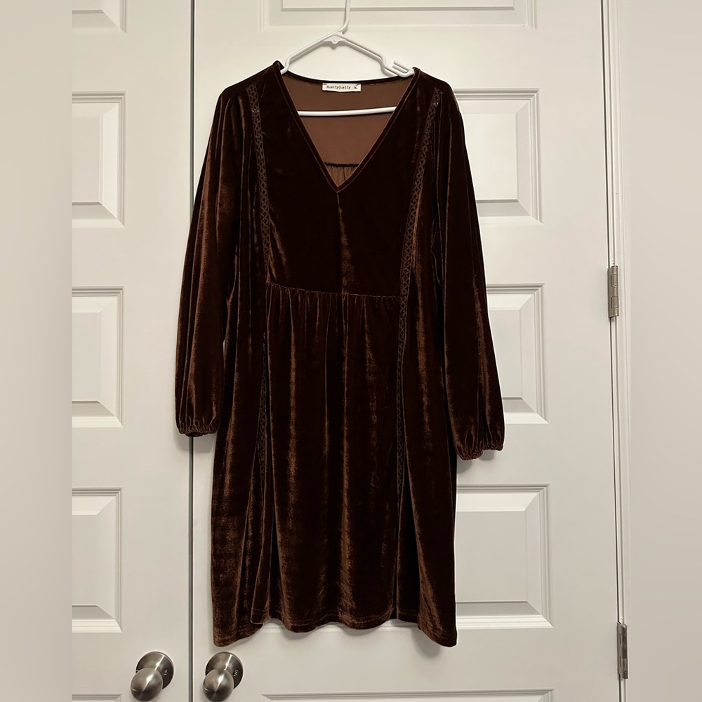 Brown velvet dress